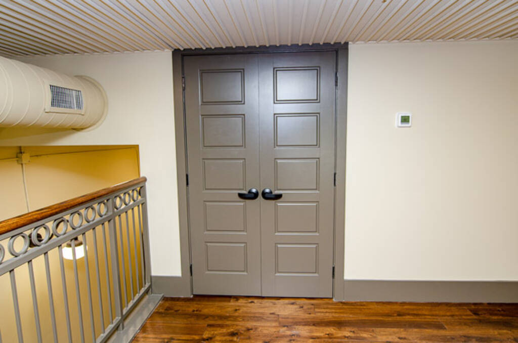 Suite A Two Grey Double Doors Entrance into Electrical Room 