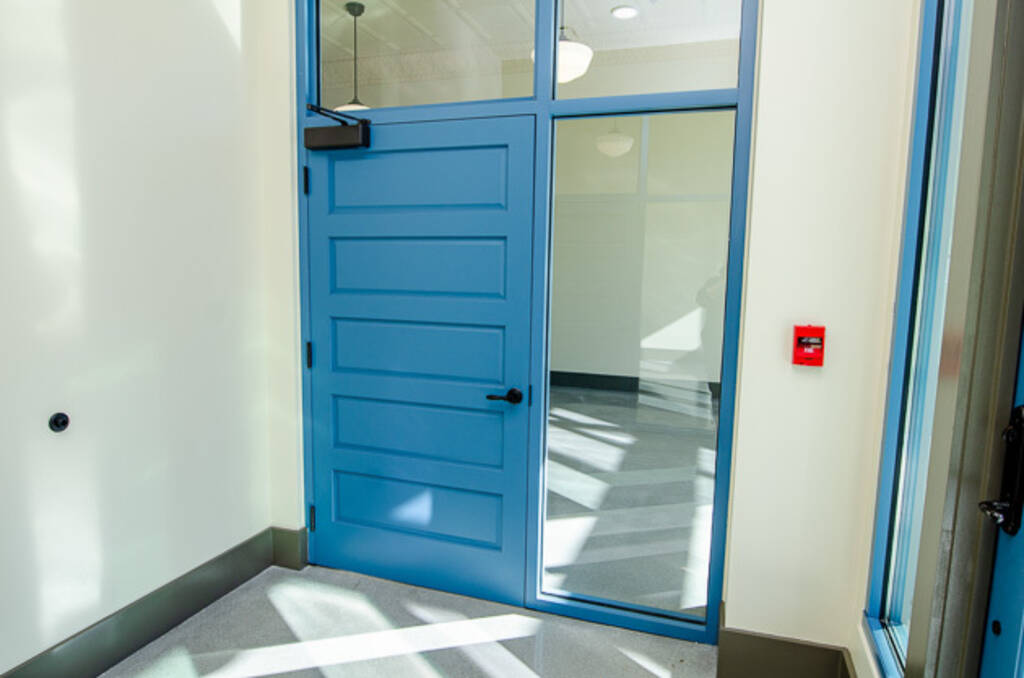 Suite B Blue Door with Tall Window 